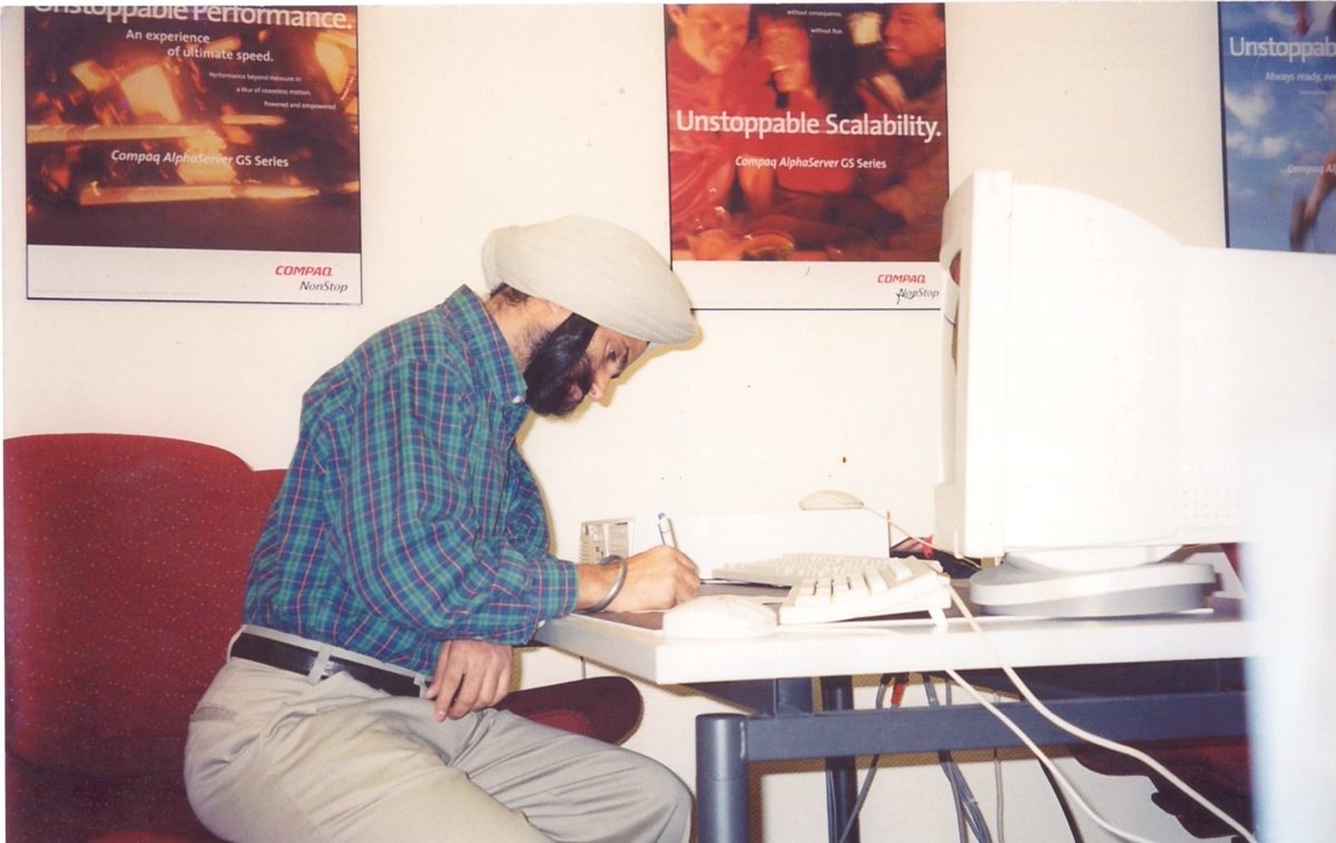 IPMC's founder working on the computer he built himself